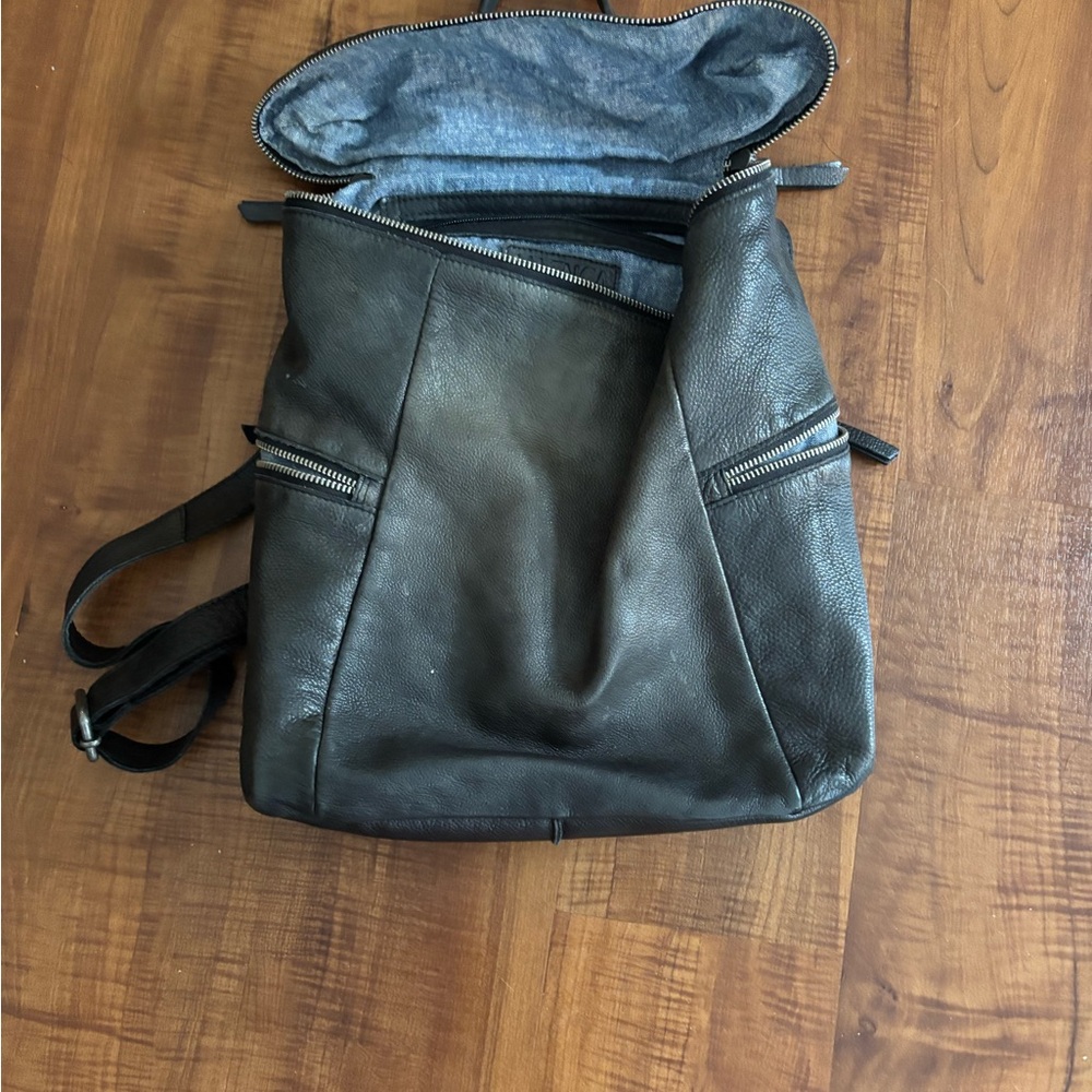 black leather backpack purse
